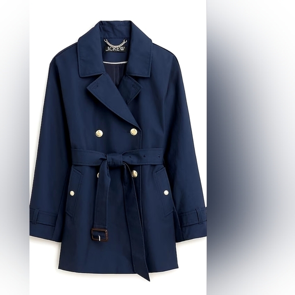 J.Crew Classic Navy Short Trench Coat - Picture 1 of 7